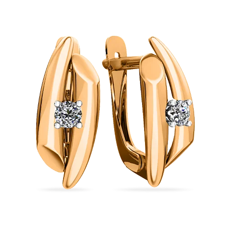 Серьги с английским замком из красного золота