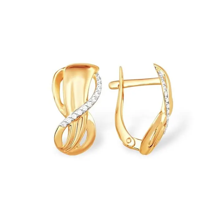 Серьги с английским замком из красного золота