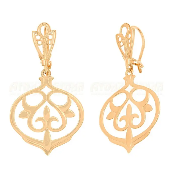 Серьги петельки из красного золота
