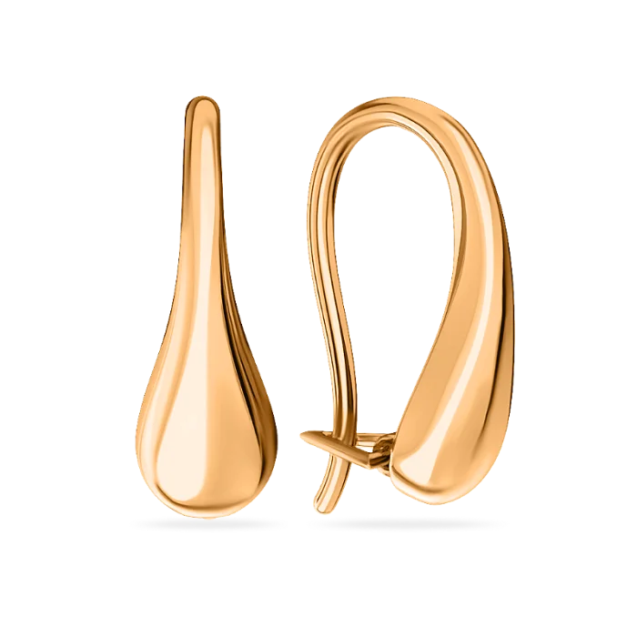 Серьги петельки из красного золота