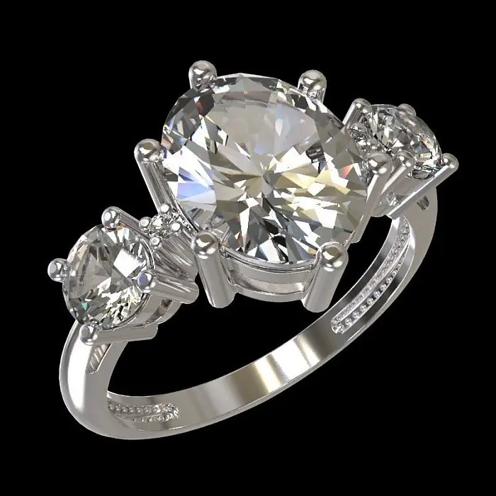 Кольцо декоративное из серебра вид 1