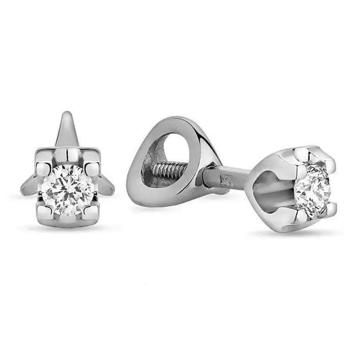 Серьги пуссеты из белого золота