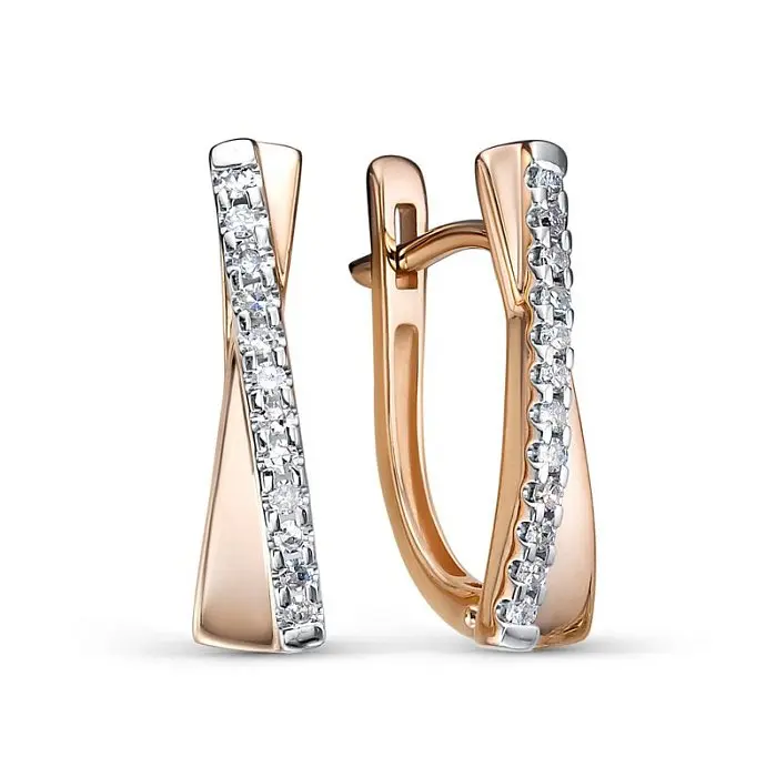 Серьги с английским замком из комбинированного золота