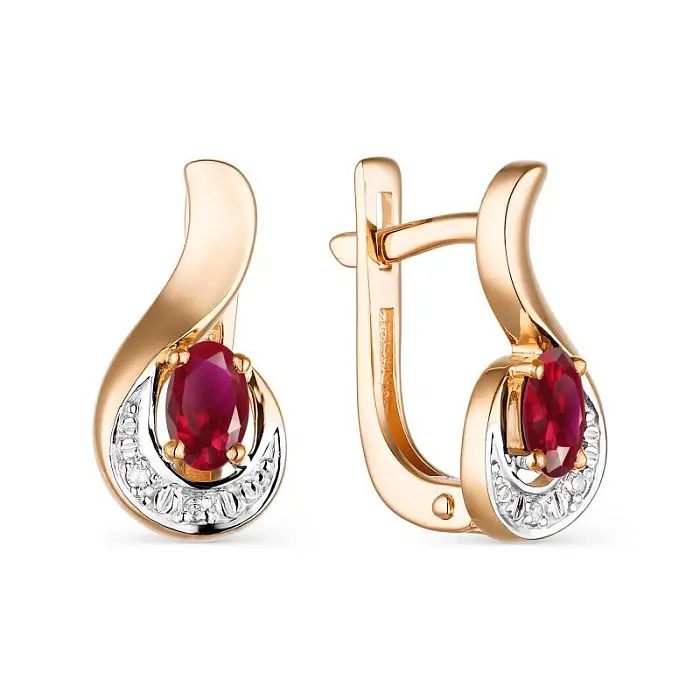 Серьги с английским замком из красного золота