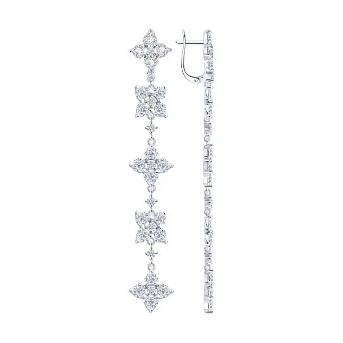 Серьги подвесные из серебра
