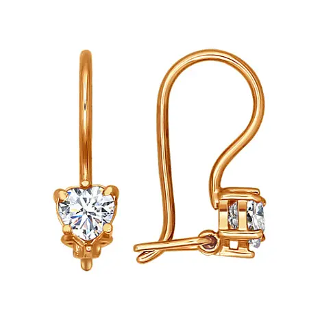 Серьги детские из красного золота