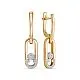 Серьги подвесные из комбинированного золота
