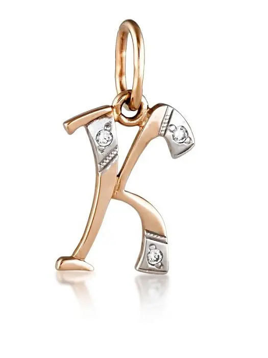 Подвеска буква из серебра с фианитами вид 1