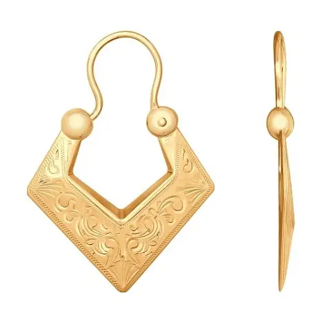 Серьги петельки из красного золота