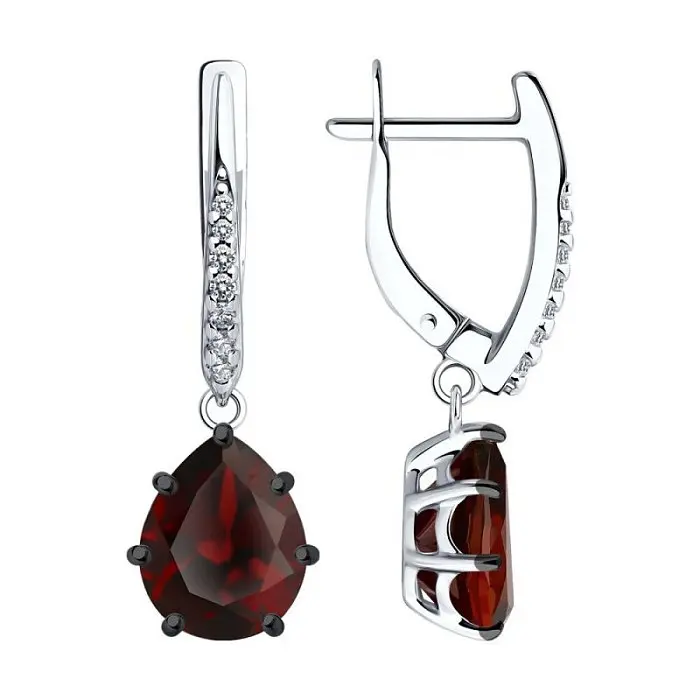 Серьги подвесные из серебра