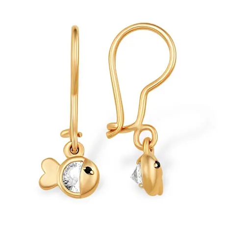 Серьги детские из красного золота