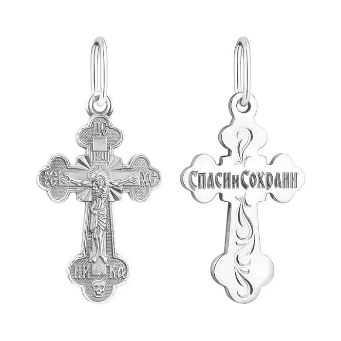 Подвеска крест из черного серебра