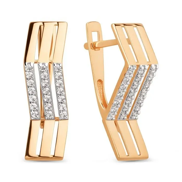 Серьги с английским замком из красного золота