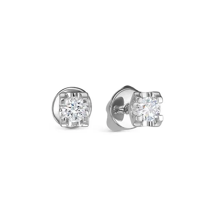 Серьги пуссеты из белого золота