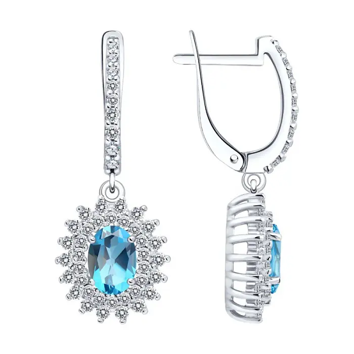 Серьги подвесные из серебра