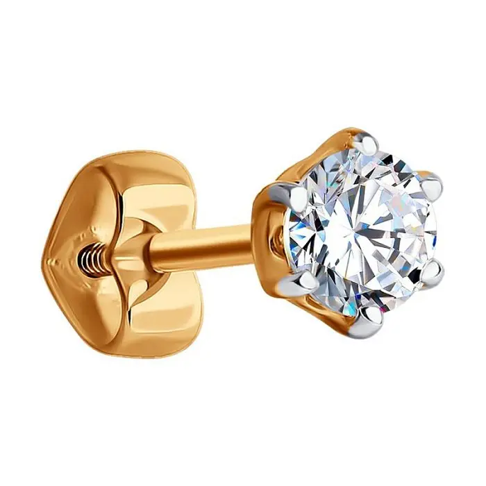 Серьги одиночные из красного золота