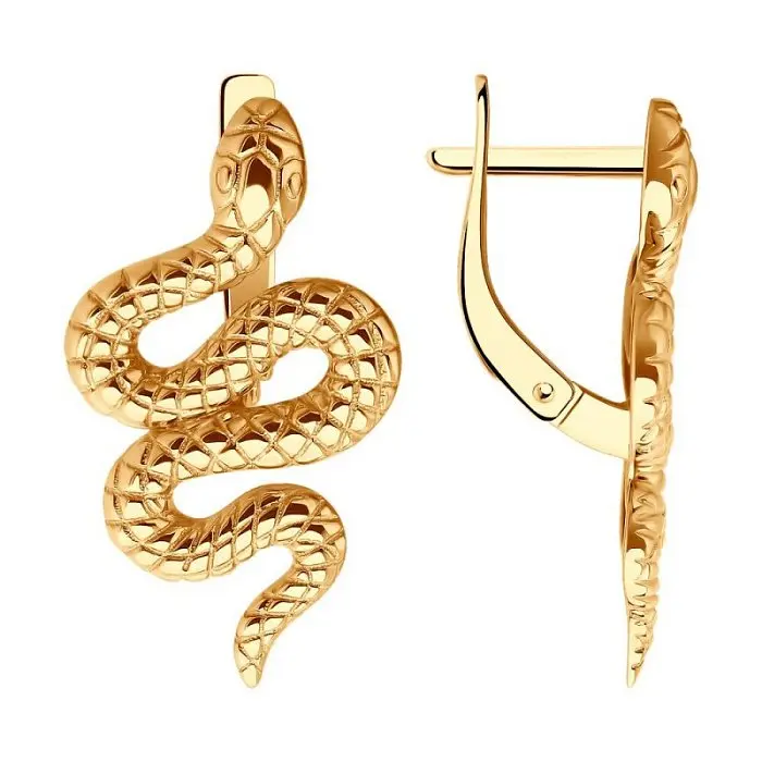 Серьги с английским замком из красного золота