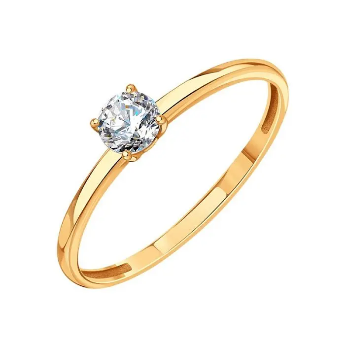 Кольцо помолвочное из красного золота