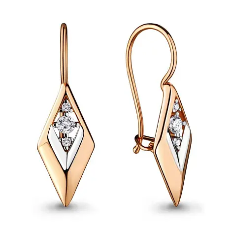 Серьги петельки из комбинированного золота