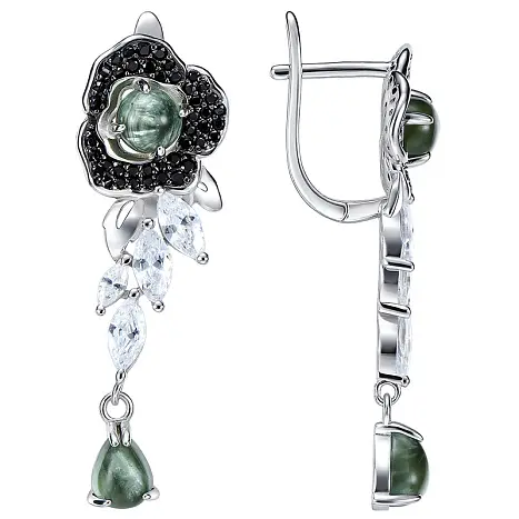 Серьги подвесные из серебра