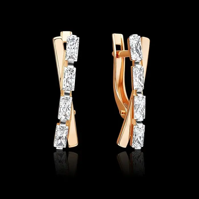 Серьги с английским замком из красного золота