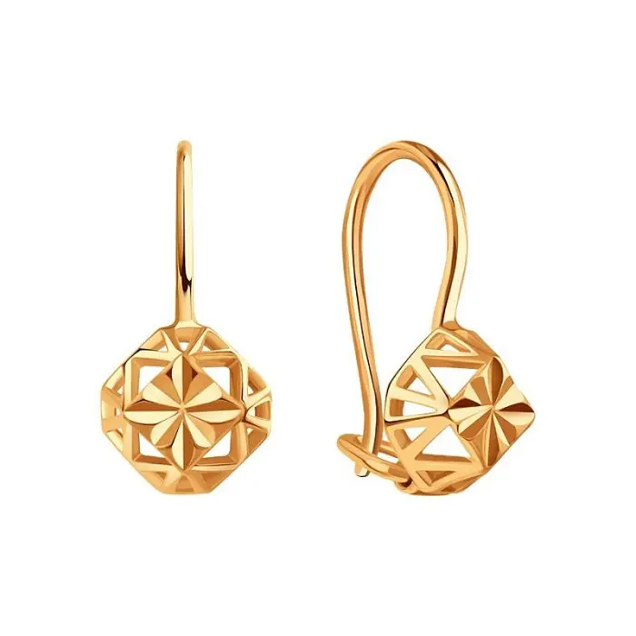 Серьги детские из красного золота
