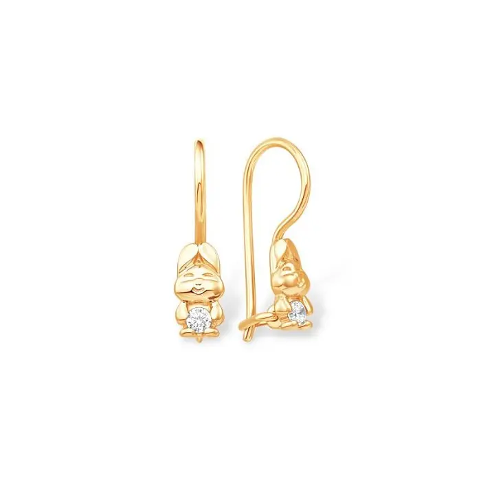 Серьги детские из красного золота
