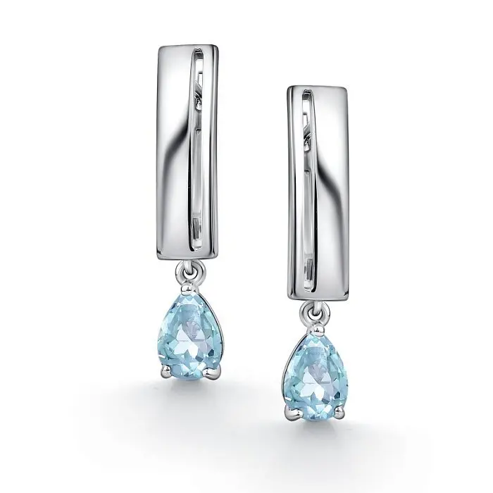 Серьги подвесные из серебра вид 1