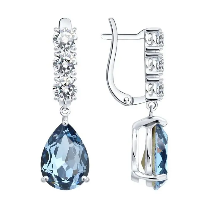 Серьги подвесные из серебра