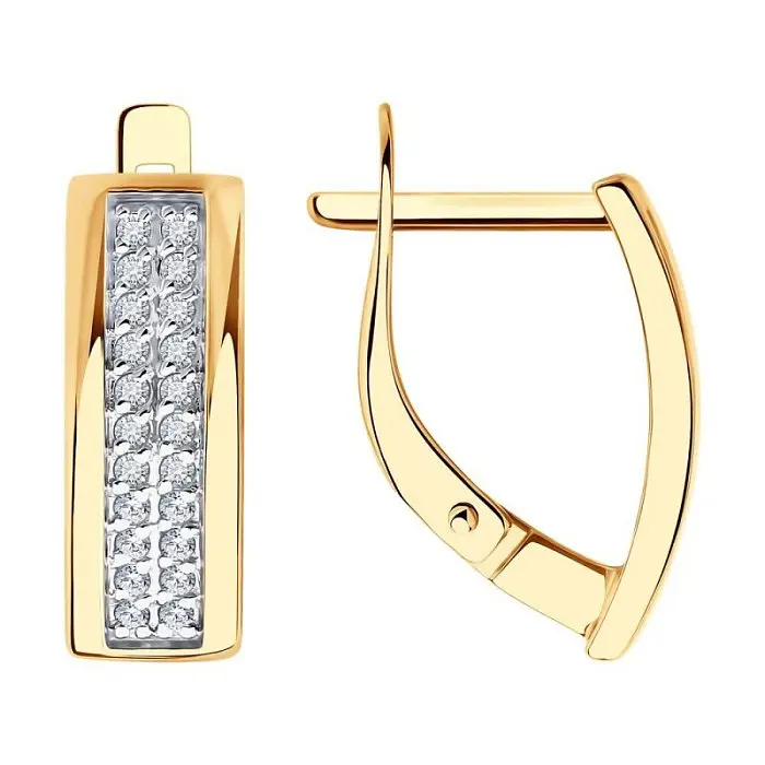 Серьги с английским замком из красного золота