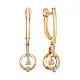 Серьги подвесные из комбинированного золота