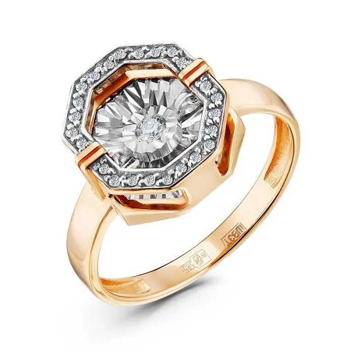 Кольцо декоративное из комбинированного золота