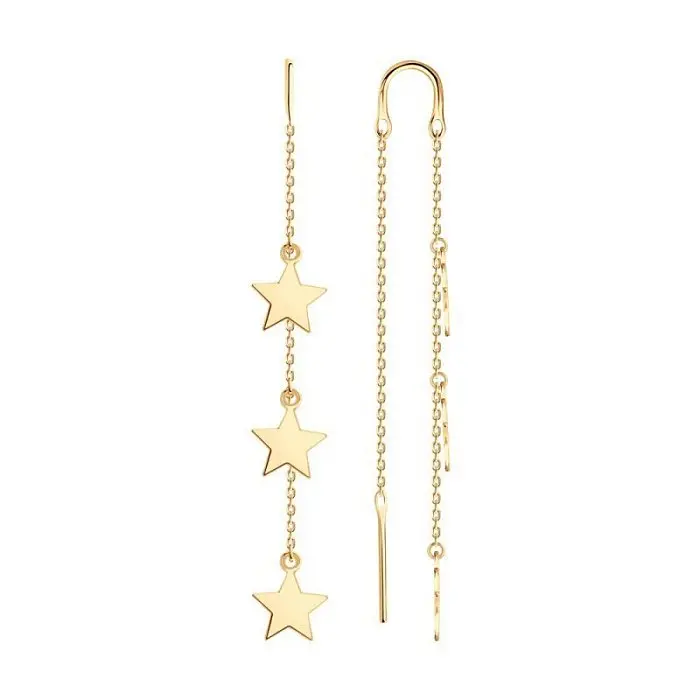 Серьги цепочки из красного золота