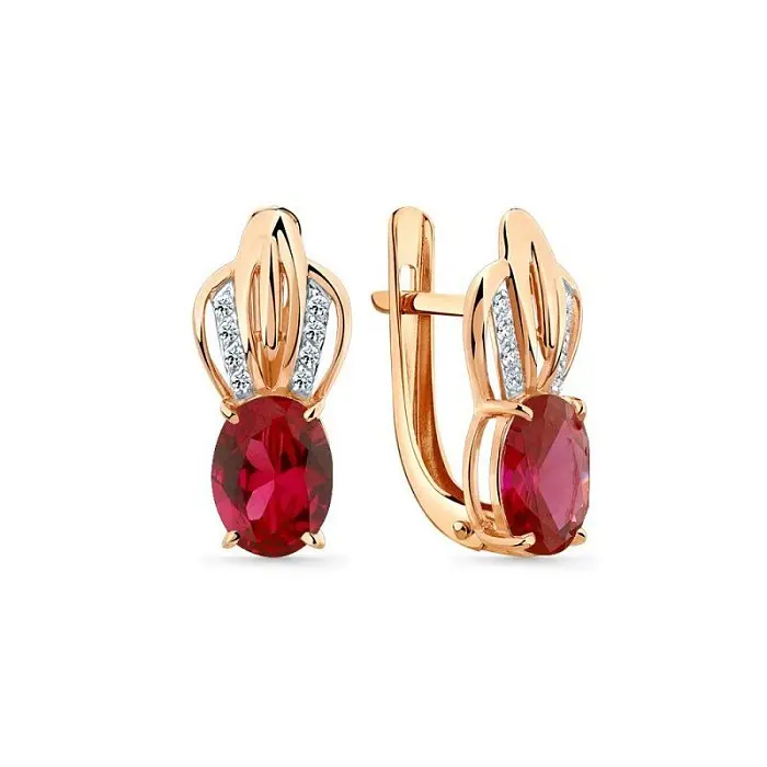 Серьги с английским замком из красного золота