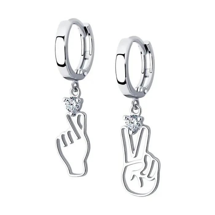 Серьги подвесные из серебра