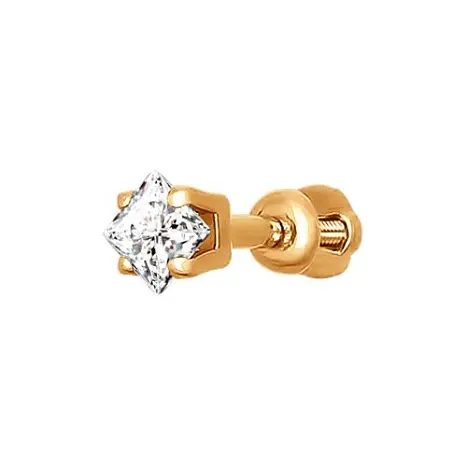 Серьги одиночные из красного золота