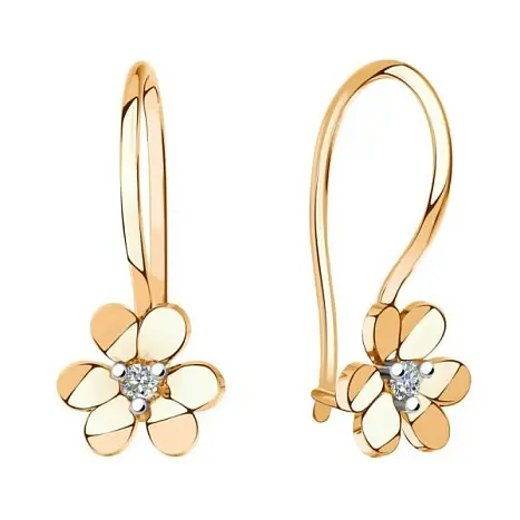 Серьги детские из красного золота