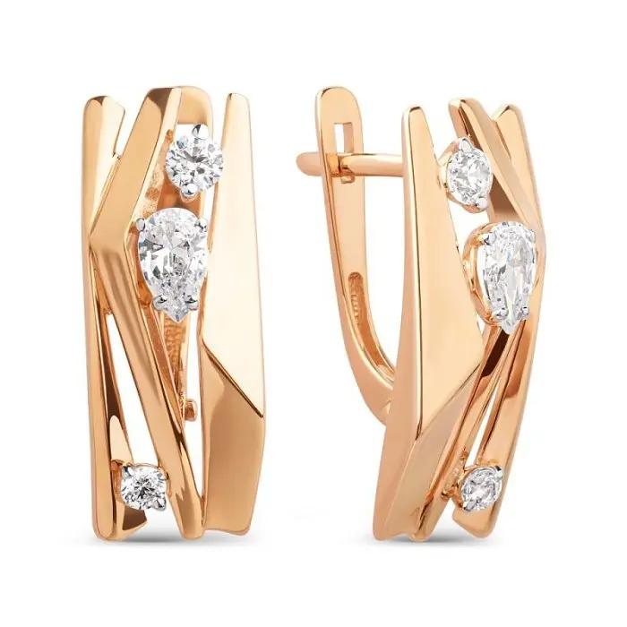 Серьги с английским замком из красного золота