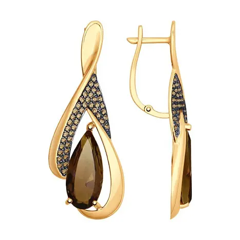 Серьги с английским замком из красного золота