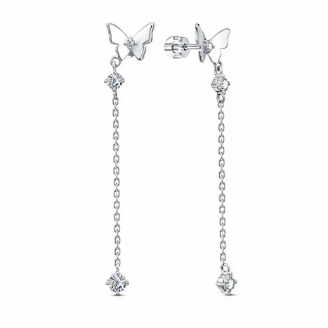 Серьги подвесные из серебра