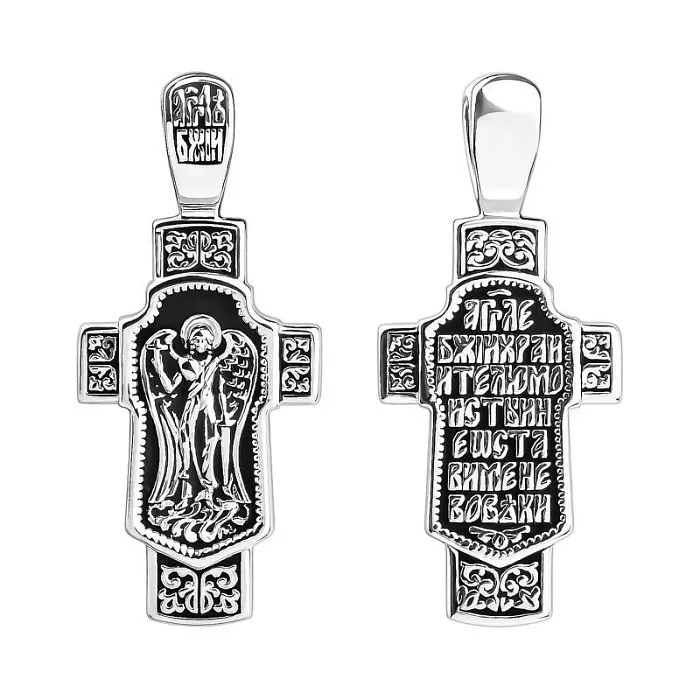 Подвеска крест из черного серебра