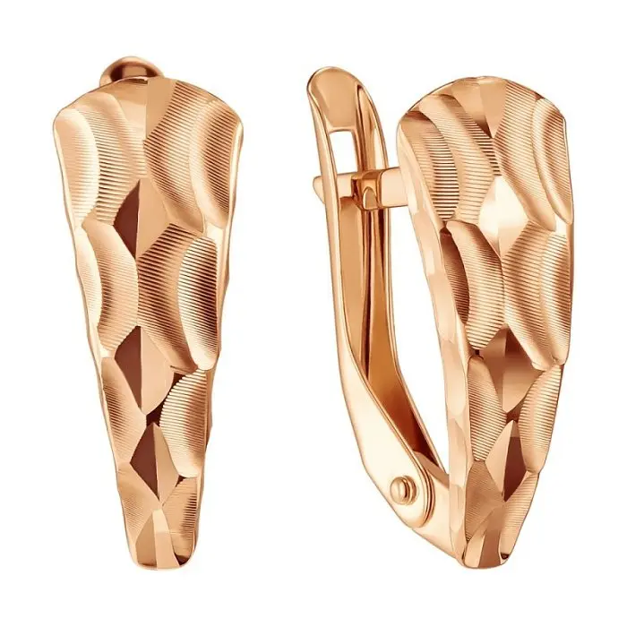 Серьги с английским замком из красного золота