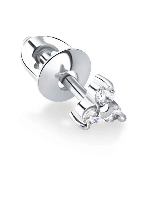 Серьги одиночные из серебра с фианитами