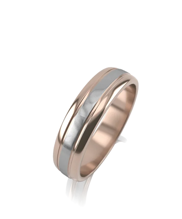 Кольцо обручальное из комбинированного золота вид 1