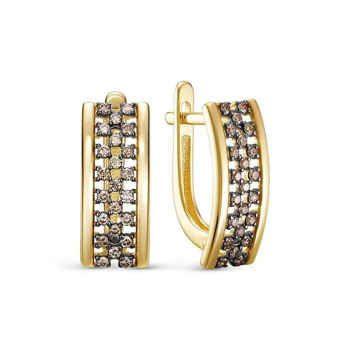 Серьги с английским замком из желтого золота