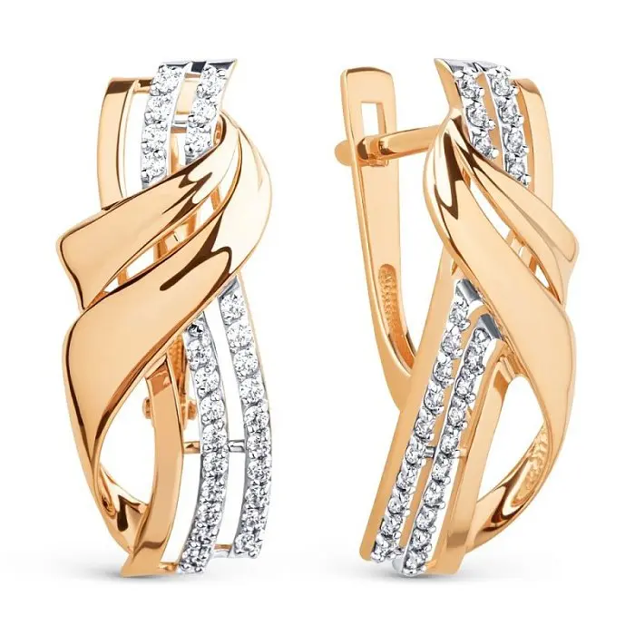 Серьги с английским замком из красного золота