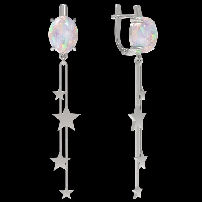 Серьги подвесные из серебра