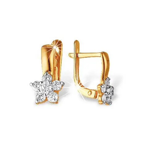 Серьги с английским замком из красного золота