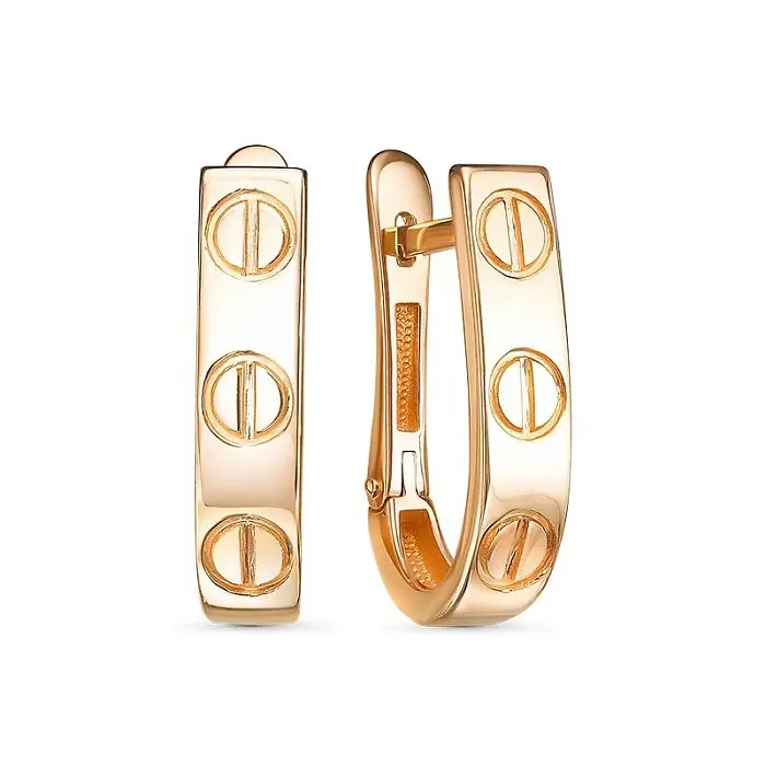 Серьги с английским замком из красного золота