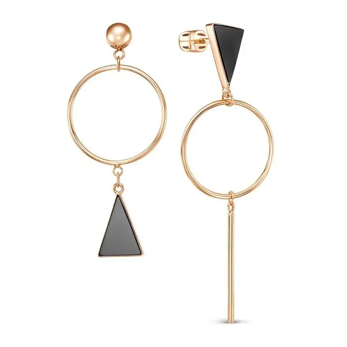 Серьги подвесные из красного золота